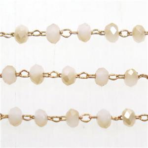 brass chain with Chinese Crystal Glass rondelle beads, approx 2x3mm bead