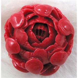 compositive Coral Bead flower, red, 36mm dia