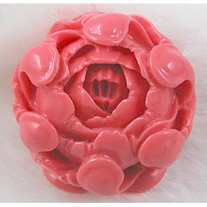 compositive Coral Bead flower, Hot pink, 36mm dia