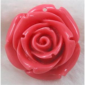Compositive coral Flower, Pendant, hot pink, 36mm dia