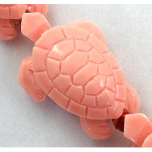 Compositive coral bead, tortoise, 24x35mm, 11pcs per st