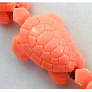 Compositive coral bead, tortoise, pink, 24x35mm, 11pcs per st
