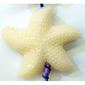 Compositive coral bead, starfish, white, approx 20mm