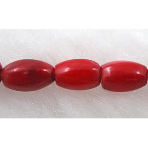 dyed Coral Beads, rice, 5x8mm, 16 inch length