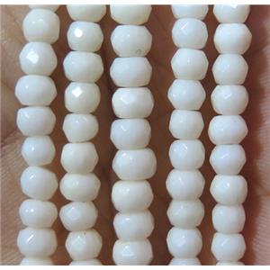 white coral beads, faceted rondelle, approx 5x8mm