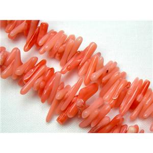 coral beads chip, dyed, red, approx 4-12mm