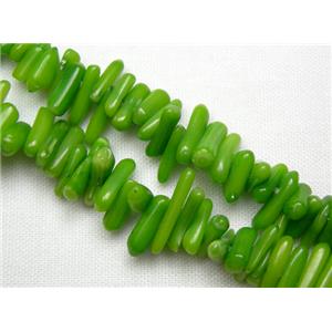 chip coral beads, dyed, green, approx 4-12mm