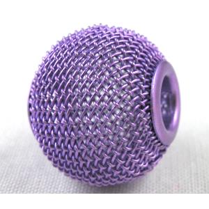 mesh bead, iron, purple, 25mm dia, 6mm hole
