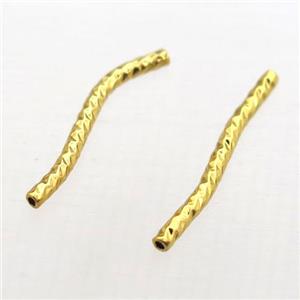 copper bend tube beads, gold plated, approx 1.5x20mm