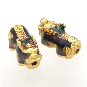 enameling copper dragon beads, gold plated, approx 10-19mm, 2mm hole
