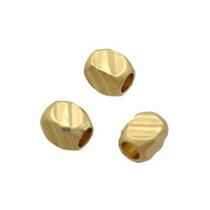 carved copper tube beads, duck gold, Unfade, approx 2.5x2.5x3mm