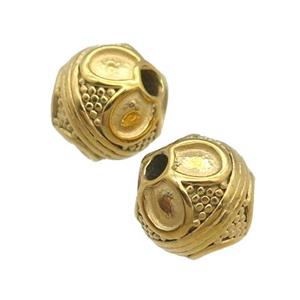 stainless steel beads, gold plated, approx 9.5mm