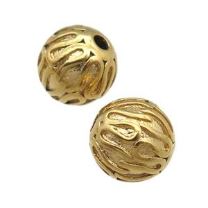 round stainless steel beads, gold plated, approx 9.8mm
