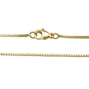 copper necklace box chain, unfaded, gold plated, approx 1.2mm, 40cm length