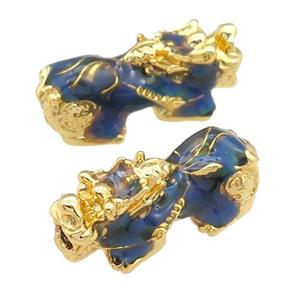 Alloy Pixiu beads, enamel, gold plated, approx 14-29mm, 4mm hole