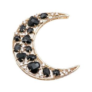 copper Moon pendant pave jetblack Cat Eye Crystal, gold plated, approx 45-50mm