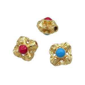 Copper Spacer Beads Enamel Gold Plated, approx 11mm, 1.8mm hole