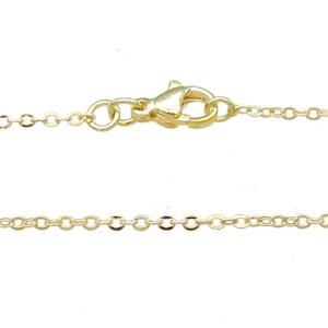 Copper Necklace Chain Unfaded Gold Plated, approx 2x2.5mm, 42cm length