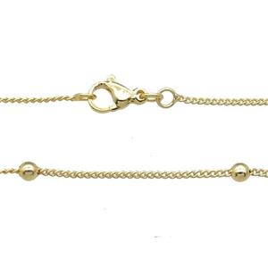 Copper Necklace Satellite Chain Curb Unfaded Gold Plated, approx 1.2mm, 3mm, 42cm length