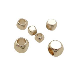 Copper Cube Spacer Beads Tiny Unfaded Light Gold Plated, approx 3mm