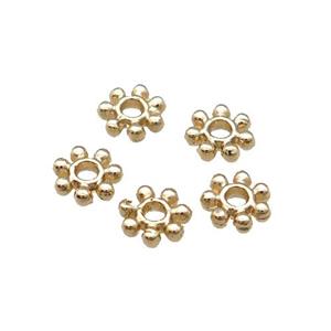 Copper Daisy Spacer Beads Unfaded Light Gold Plated, approx 4.5mm