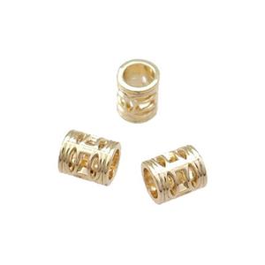 Copper Tube Beads Unfaded Large Hole Light Gold Plated, approx 5-7mm, 4mm hole