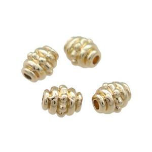 Copper Barrel Beads Unfaded Light Gold Plated, approx 4-5mm