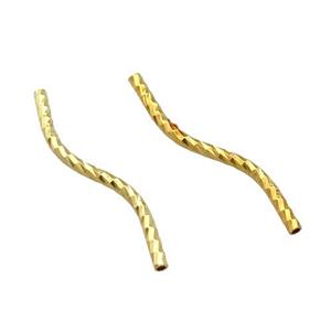 Copper Tube Beads Bend Gold Plated, approx 1.5x25mm