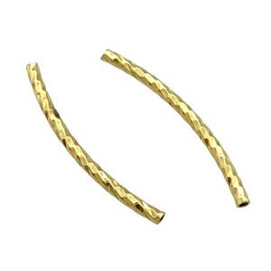 Copper Tube Beads Bend Gold Plated, approx 1.5x25mm