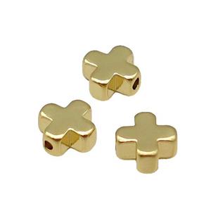 Copper Cross Beads Large Hole Unfade 18K Gold Plated, approx 6mm, 2mm hole