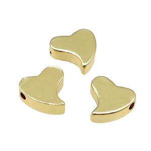 Copper Heart Beads Large Hole Unfade 18K Gold Plated, approx 10mm, 2mm hole