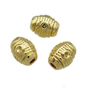 Alloy Barrel Beads Large Hole Unfade 18K Gold Plated, approx 7-8mm, 2mm hole