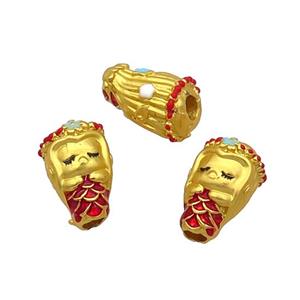 Alloy Kids Beads Large Hole Gold Plated, approx 9-13.5mm, 3mm hole