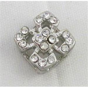jewelry findings spacer, rhinestone, platinum plated, approx 10x10mm