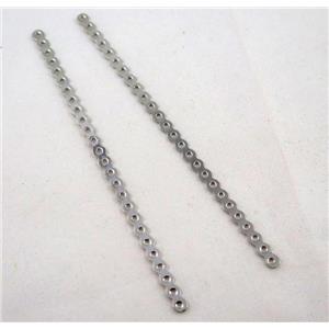 jewelry spacer bead, iron, platinum plated, approx 90mm length, 26 hole, 1.5mm hole