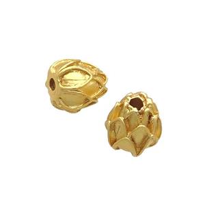 Copper Lotus Beads Unfade Gold Plated, approx 8-9mm