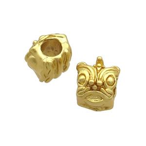 Copper Tiger Beads Large Hole Unfade Gold Plated, approx 9mm, 4mm hole