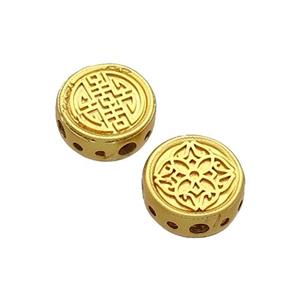 Copper Coin Beads Unfade Gold Plated, approx 10mm