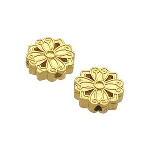 Copper Flower Beads Unfade Gold Plated, approx 10mm