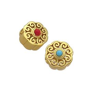 Tibetan Style Copper Beads Circle Unfade Gold Plated, approx 10mm