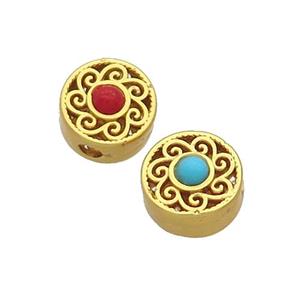 Tibetan Style Copper Beads Circle Unfade Gold Plated, approx 10mm