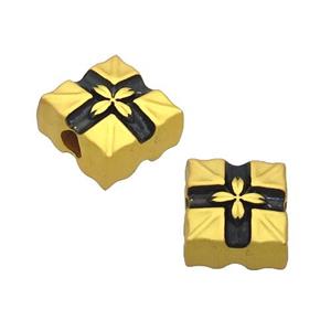 Copper Square Beads Large Hole Unfade Gold Plated, approx 12x12mm, 3mm hole
