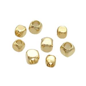 Copper Cube Beads Unfade Gold Plated, approx 2.5mm