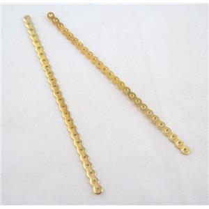 jewelry spacer bead, iron, gold plated, approx 90mm length, 26 hole, 1.5mm hole