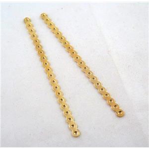 jewelry spacer bead, iron, gold plated, approx 70mm length, 20 hole, 1.5mm hole