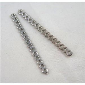 jewelry spacer bead, iron, platinum plated, approx 45mm length, 15 hole, 1.5mm hole