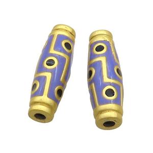 Copper Rice Beads Lavender Enamel Large Hole Gold Plated, approx 9-27mm, 3mm hole