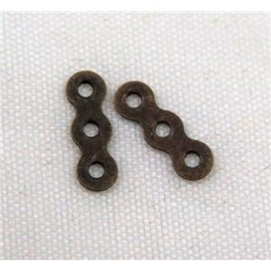 jewelry spacer bead, iron, bronze, approx 10mm length, 3 hole, 1.2mm hole