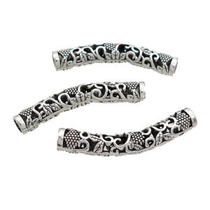 Tibetan Style Zinc Tube Beads Curved Large Hole Antique Silver, approx 8-48mm, 5mm hole