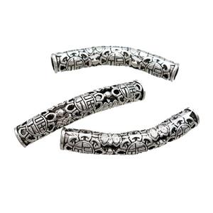 Tibetan Style Zinc Tube Beads Curved Large Hole Antique Silver, approx 8-48mm, 5mm hole